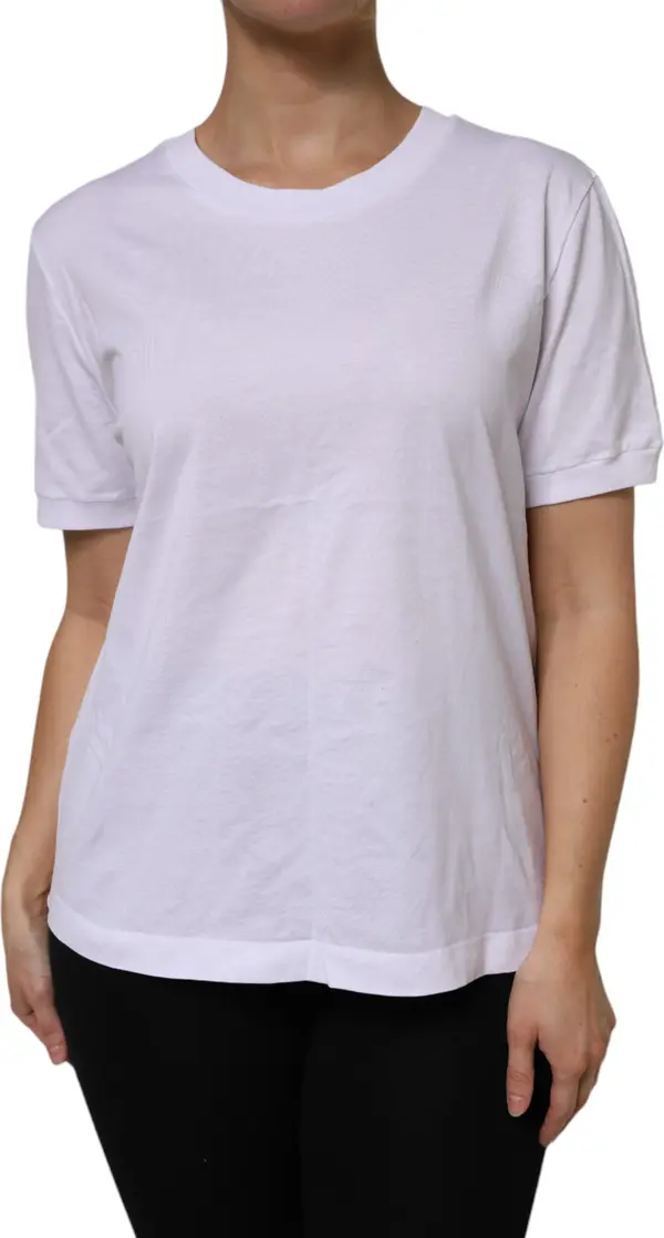 White Cotton Short Sleeve Round Neck T-shirt