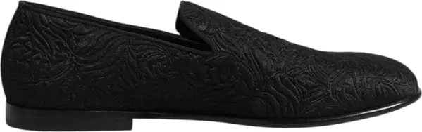 Black Jacquard Slip On Loafers Formal Shoes