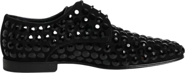 Black Suede Strass Derby Formal Shoes