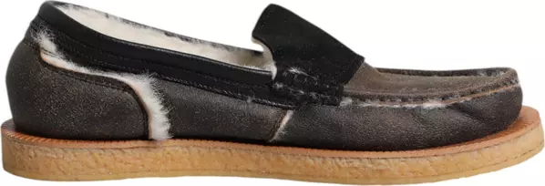 Brown White Calfskin Leather Loafers Shoes