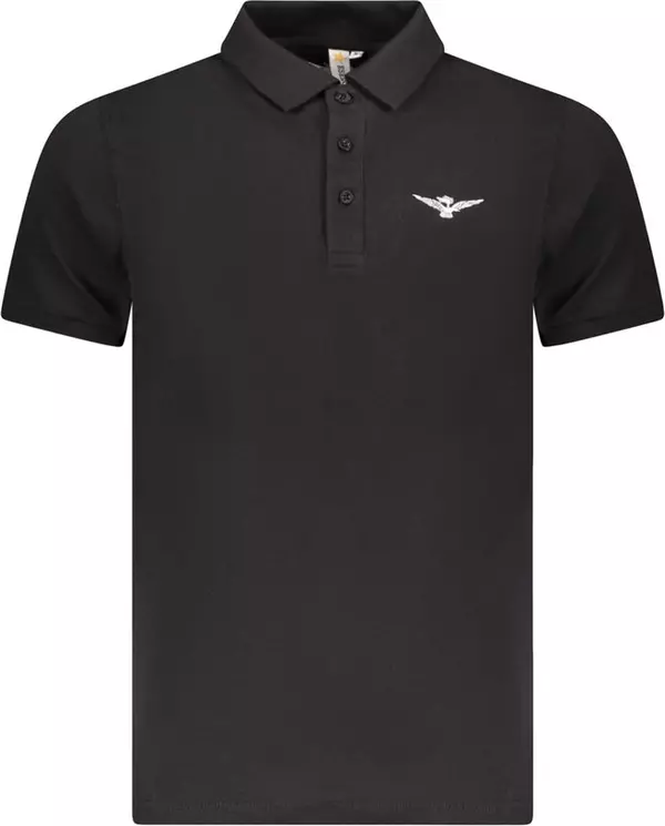 Black Cotton Men Polo