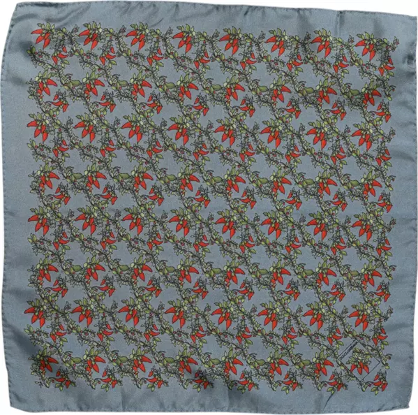 Gray Chilis Silk Square Men Foulard Scarf