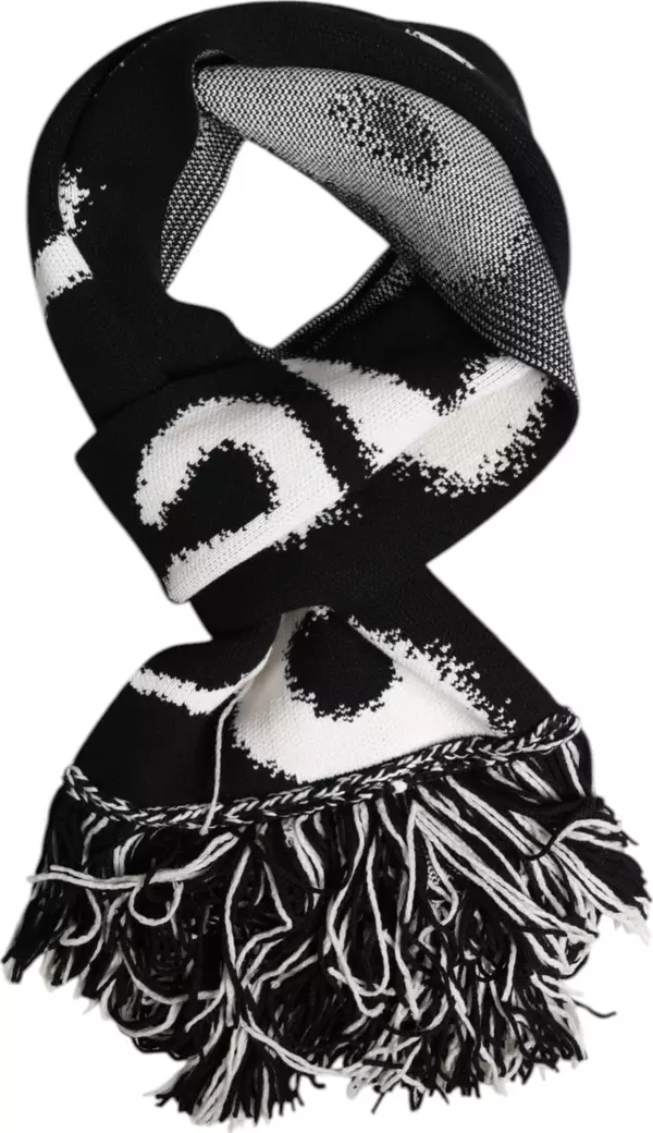 Black Logo Neck Warmer Wrap Men Shawl Scarf