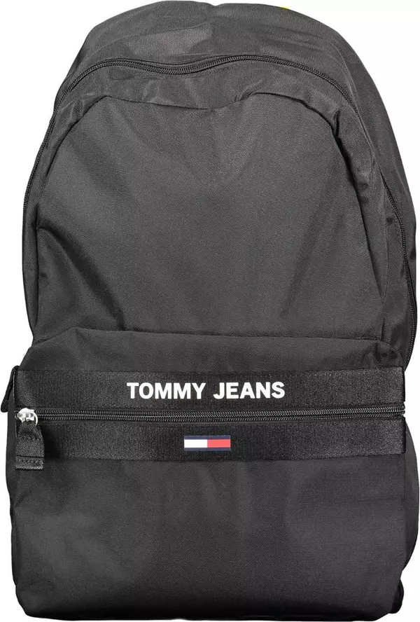 Black Recycled Polyester Men Backpack