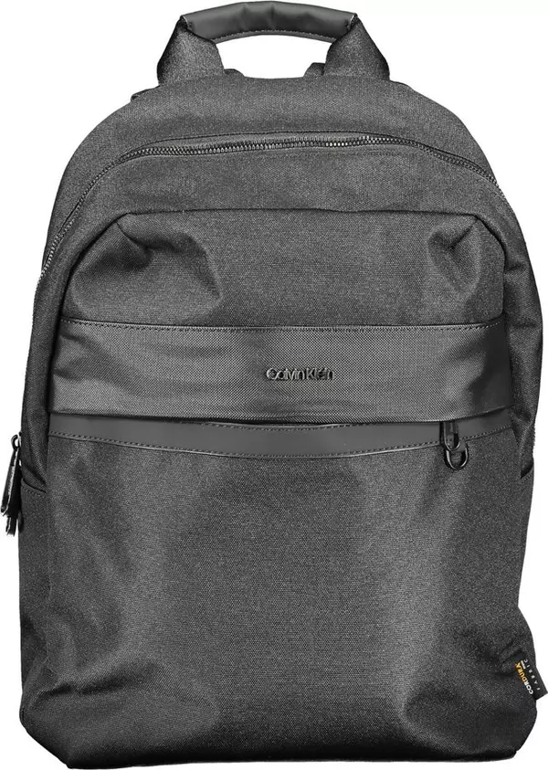 Black Polyester Men Backpack