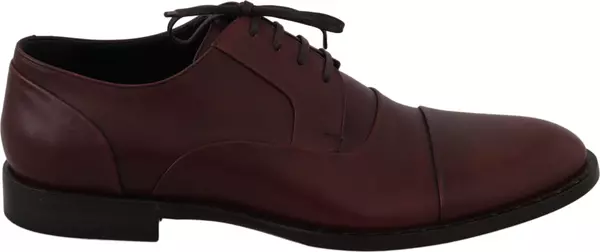 Red Bordeaux Leather Derby Formal Shoes