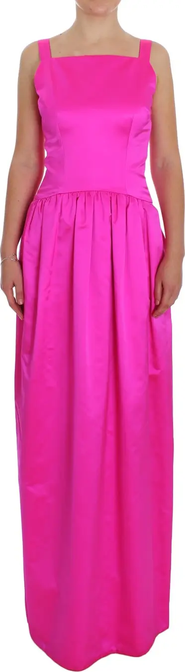 Pink Silk Long Sheath Ball Gown Dress