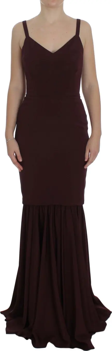 Bordeaux Stretch Full Length Sheath Dress
