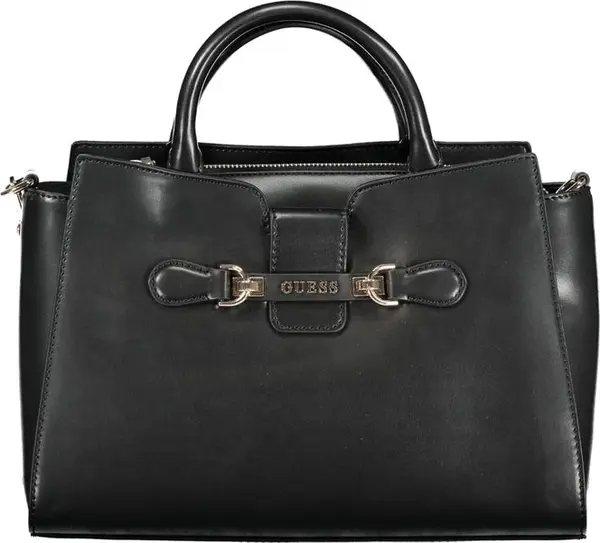 Black Polyurethane Women Handbag