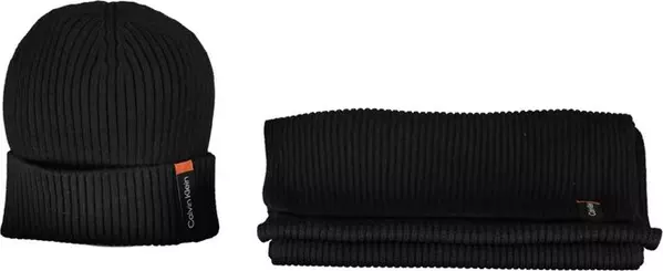 Black Cotton Men Scarf Set