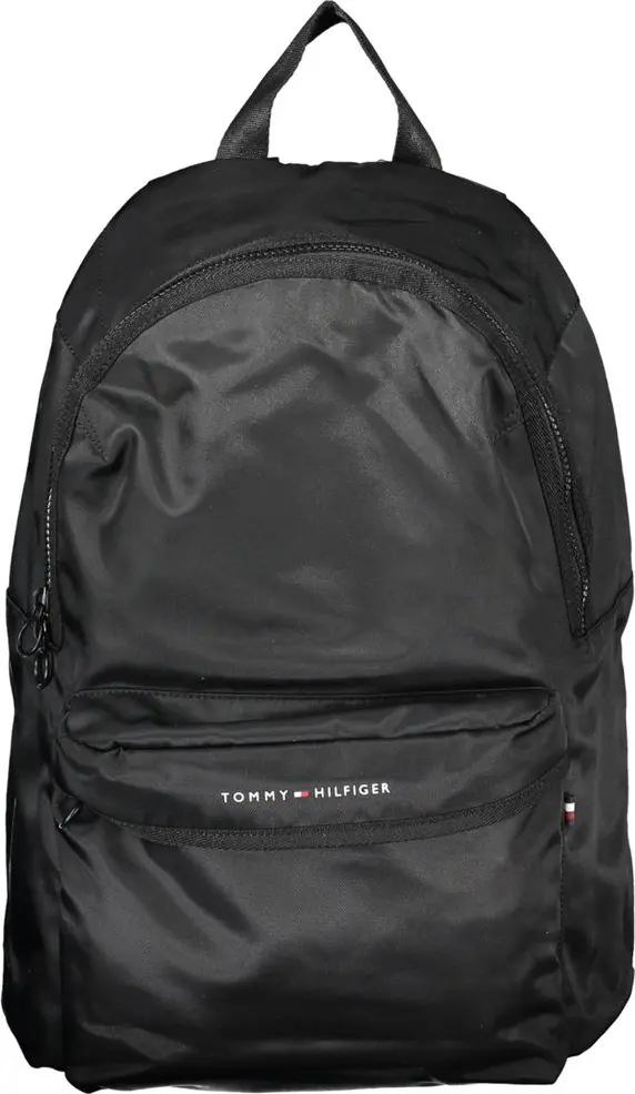 Black Polyester Men Backpack