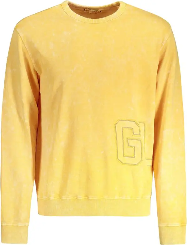 Yellow Cotton Men Sweatshirt