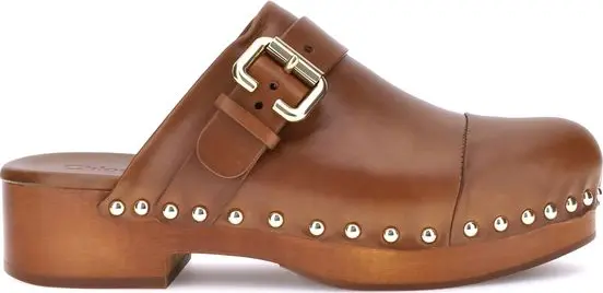 Brown Calf Leather Bos Taurus Clogs