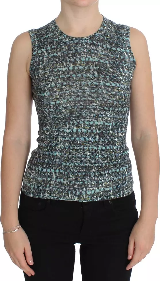 Blue Wool Sweater Sleeveless Pullover
