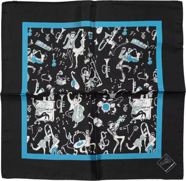 Black Jazz Club Silk Square Men Foulard Scarf