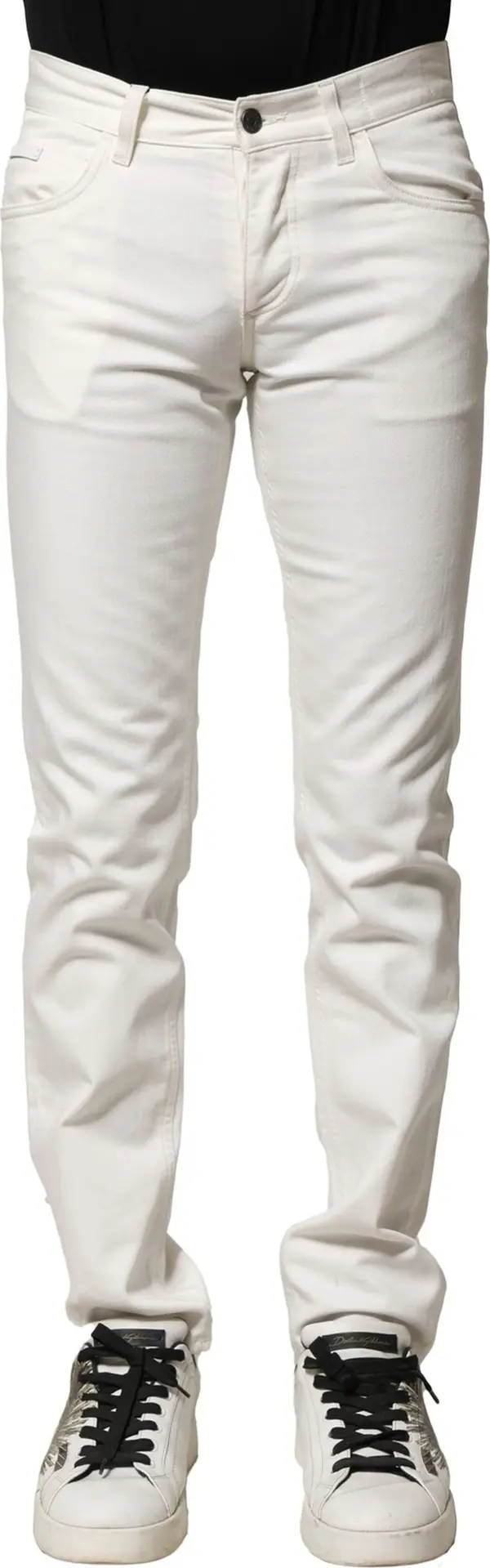 White Cotton Skinny Men Denim Jeans
