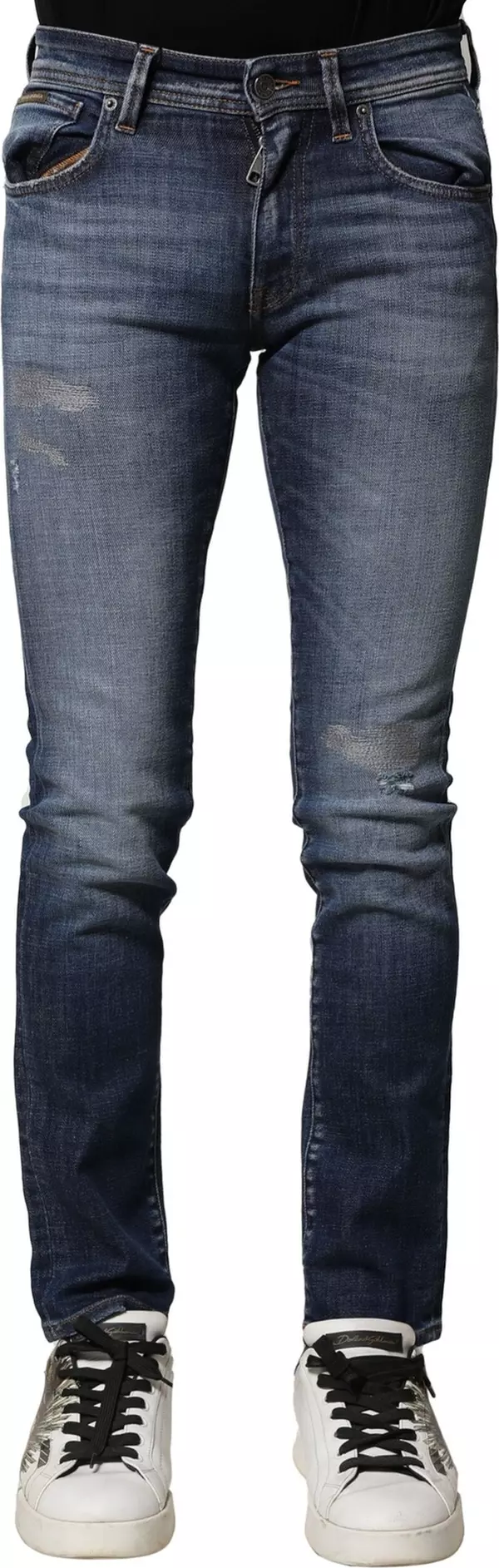 Blue Washed Cotton Slim Fit Men Denim Jeans