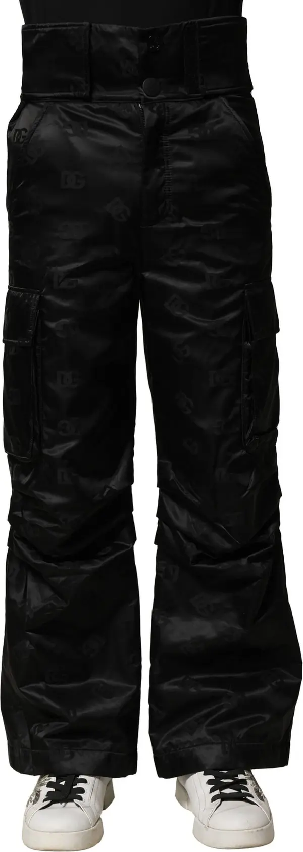 Black Nylon DG Logo Straight Pants