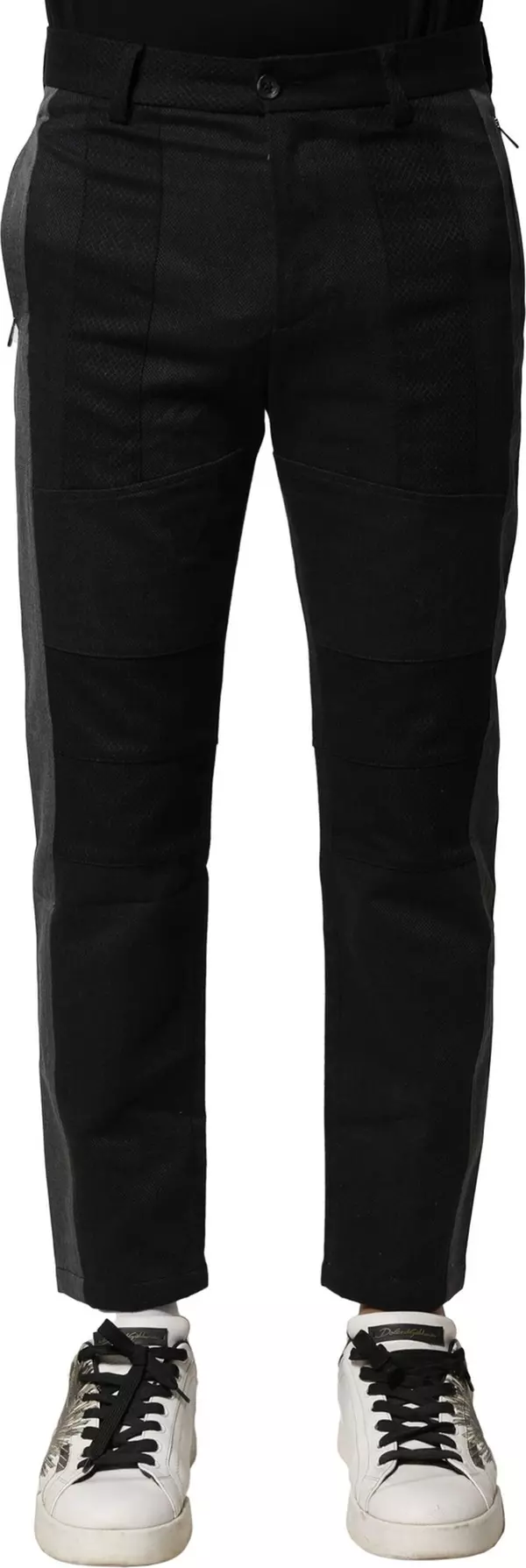 Black Gray Cotton Tapered Men Pants
