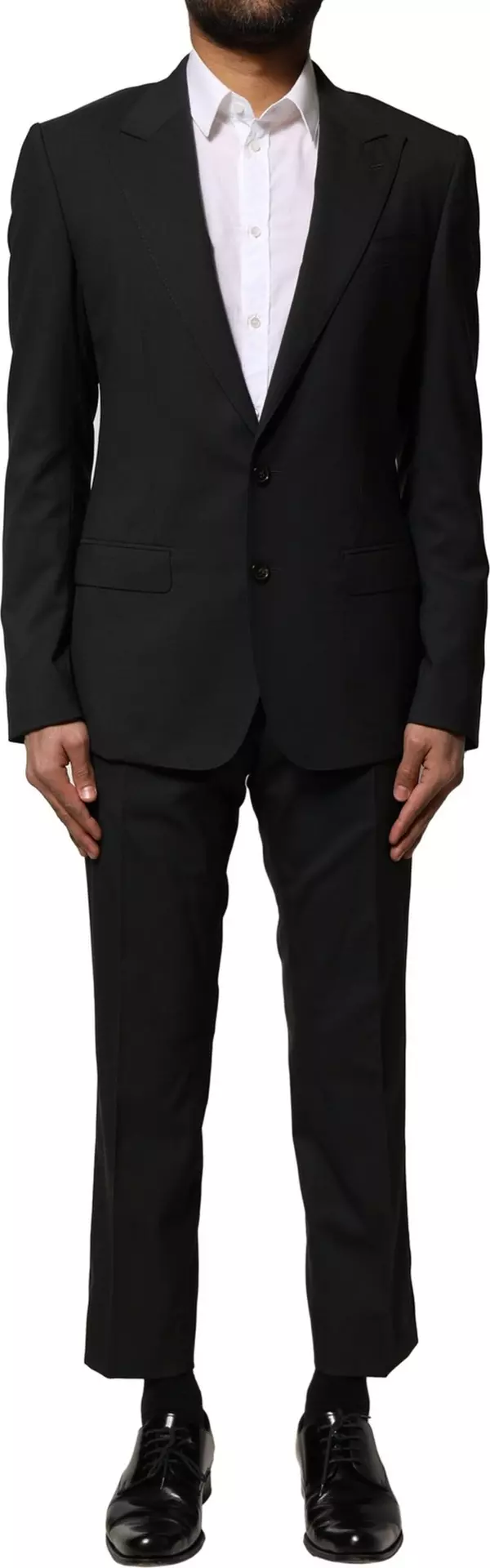 Black Wool 2 Piece Single Breasted Suit