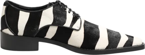 Black White Zebra Pony Fur Dress Shoes