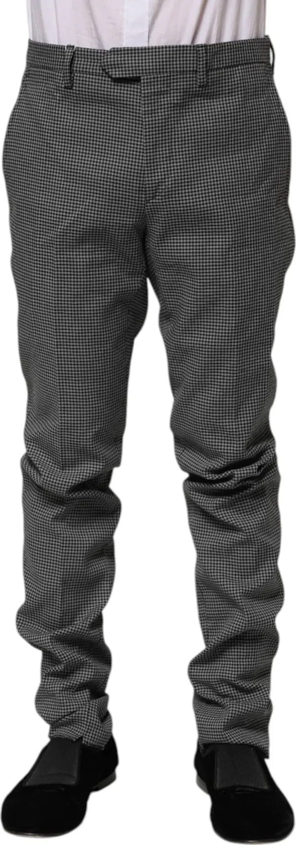 Black White Checkered Tapered Dress Pants