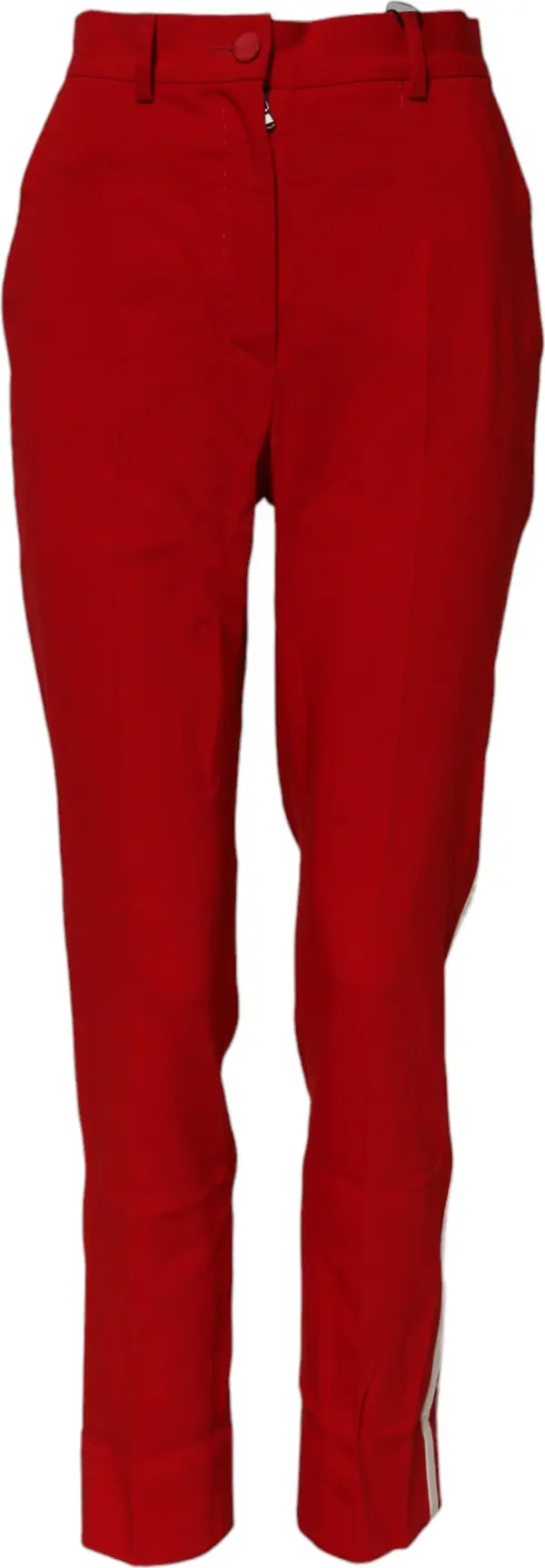 Red Wool Mid Waisted Tapered Pants