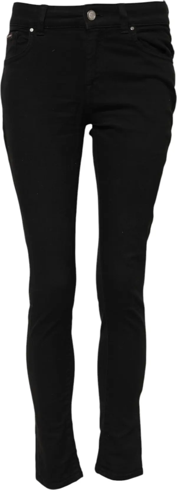 Black Cotton Skinny Mid Waisted Denim Jeans
