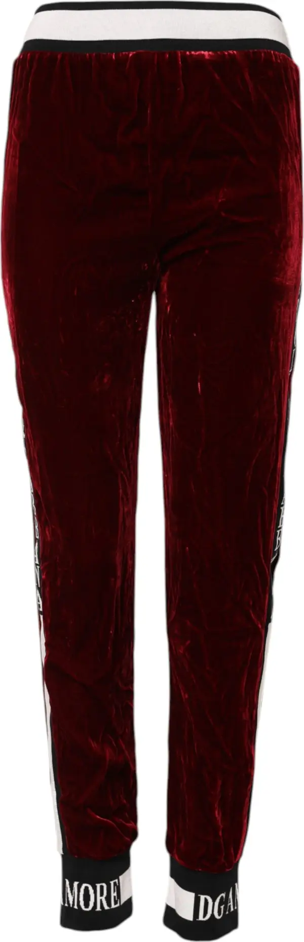 Red Viscose DG Logo Mid Waist Pants