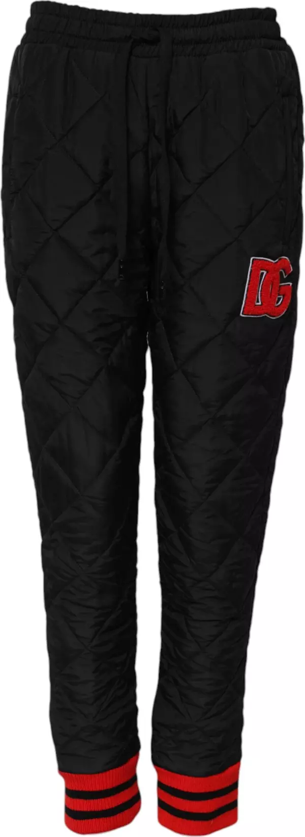 Black Quilted Mid Waist Jogger Pants