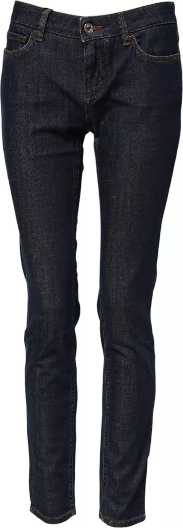 Blue Skinny Cotton Mid Waisted Denim Jeans