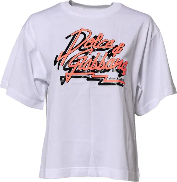 White Cotton Graphic Print Crew Neck T-shirt