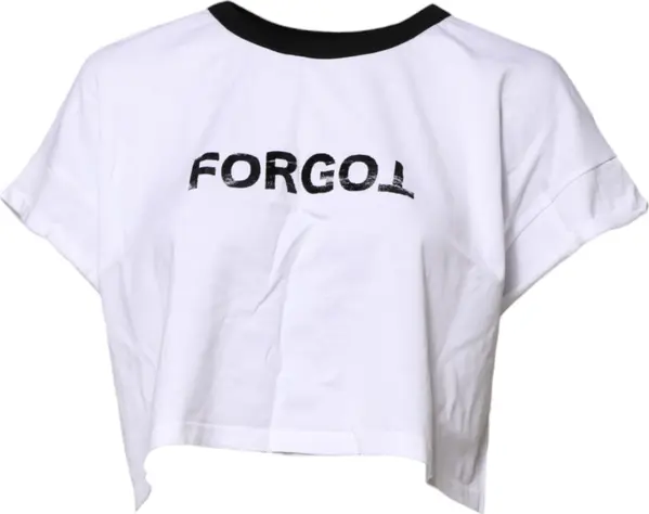 White Graphic Print Crew Neck Cropped T-shirt