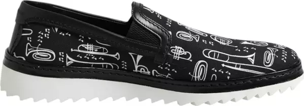 Black Slip On Printed Men Loafers Shoes