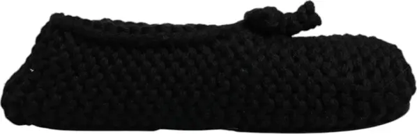 Black Wool Slip On Flats Ballerina Shoes