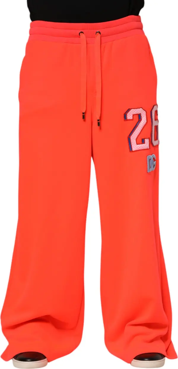Orange Polyester Jogger Men Sweatpants Pants
