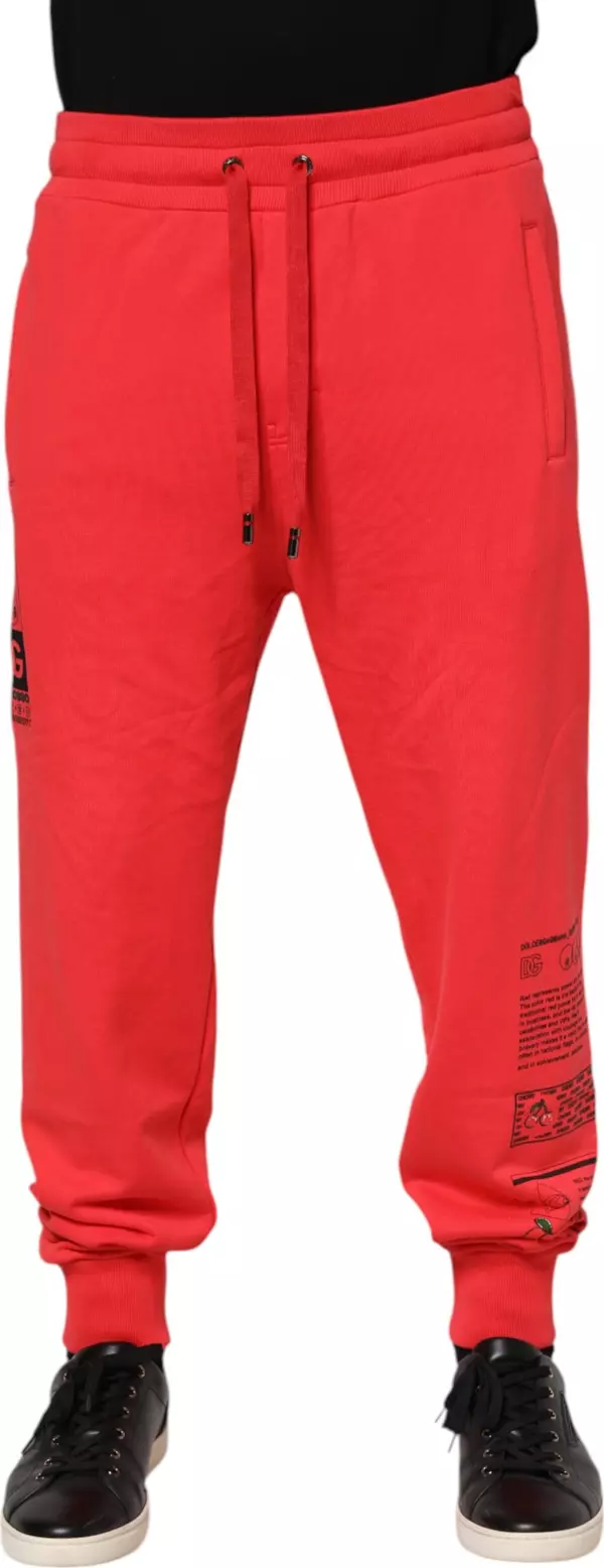 Red Cotton Men Jogger Sweatpants Pants