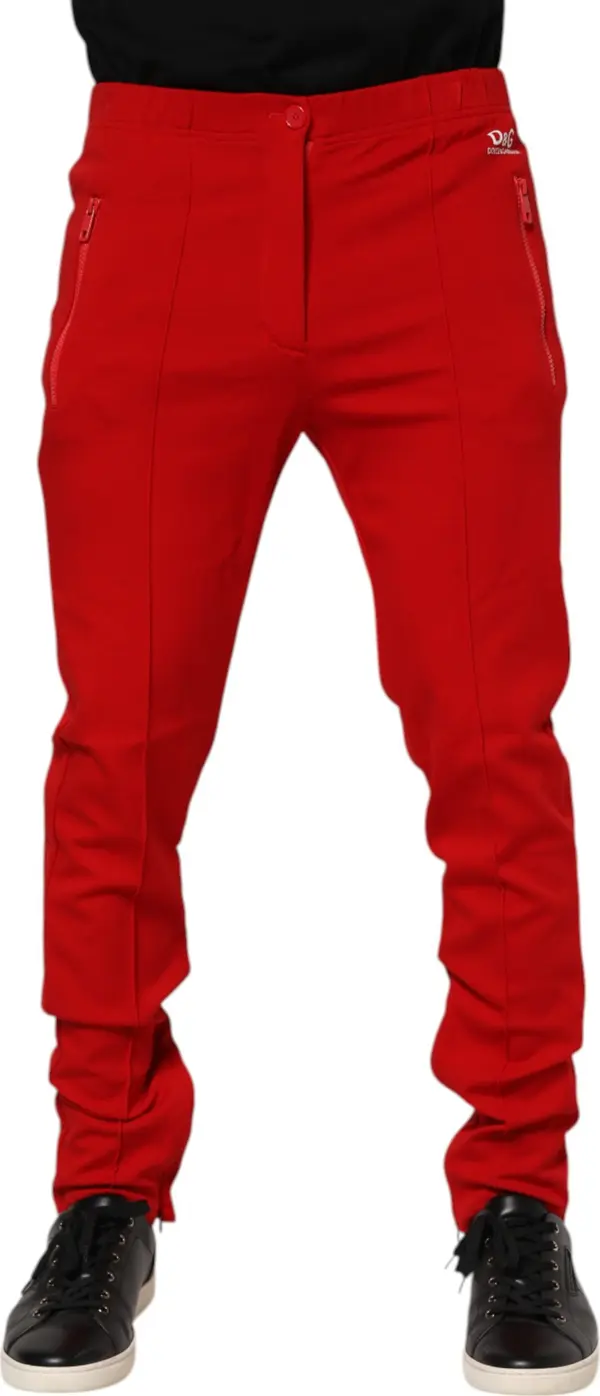 Red Viscose Logo Jogger Men Sweatpants Pants