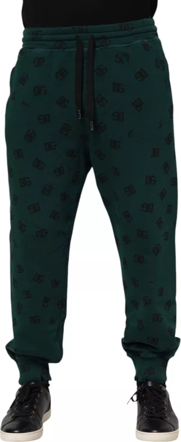 Green Logo Print Jogger Men Sweatpants Pants