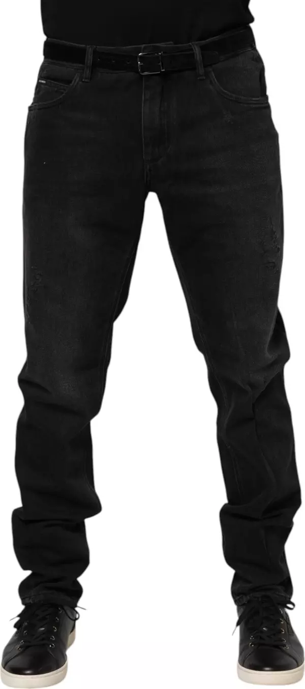 Black Cotton Logo Plaque Skinny Denim Jeans