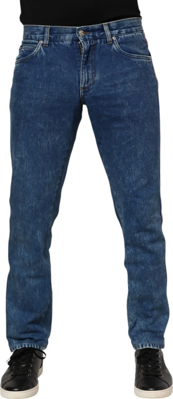 Blue Cotton Logo Plaque Denim Jeans