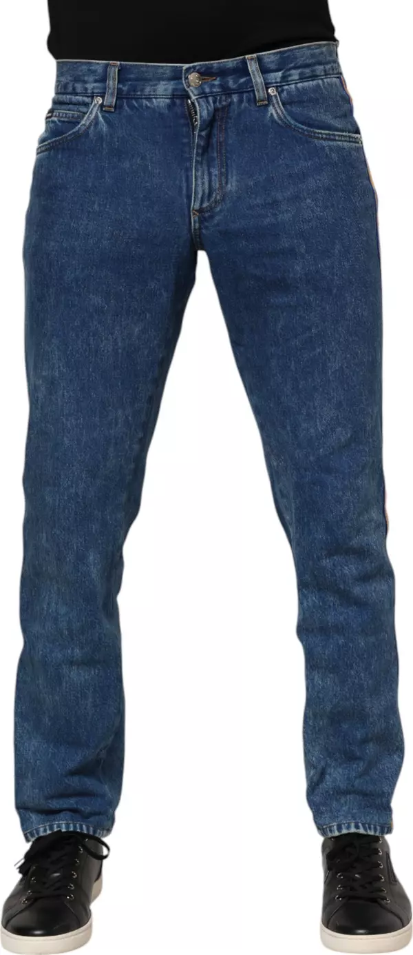 Blue Cotton Logo Plaque Denim Jeans
