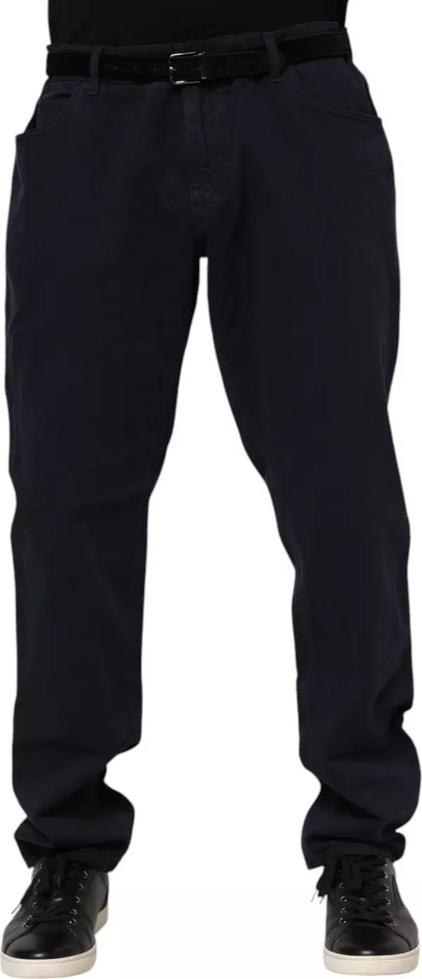 Black Cotton Tapered Denim Jeans