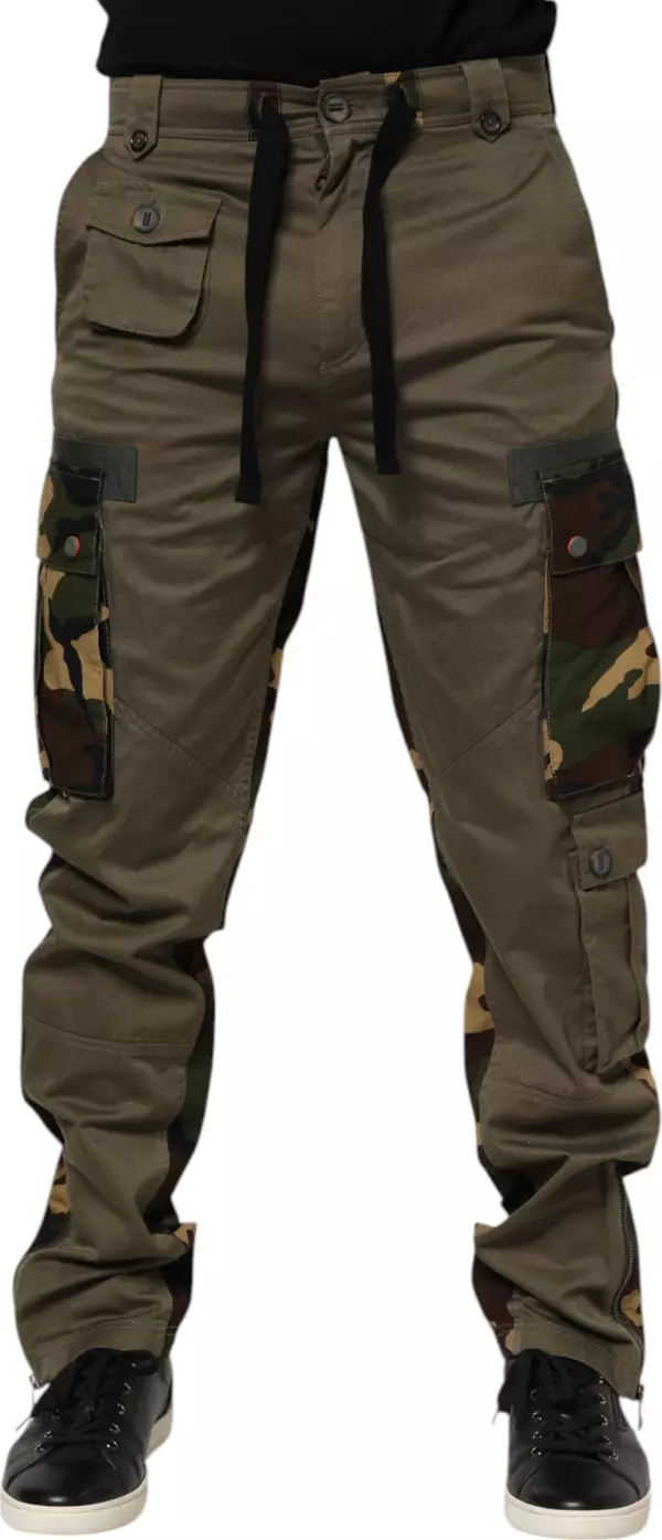 Brown Cotton Camouflage Cargo Pants