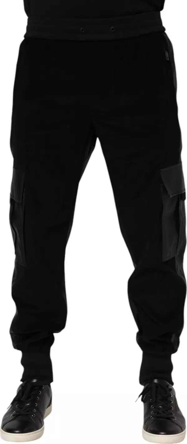 Black Cotton Cargo Men Jogger Pants