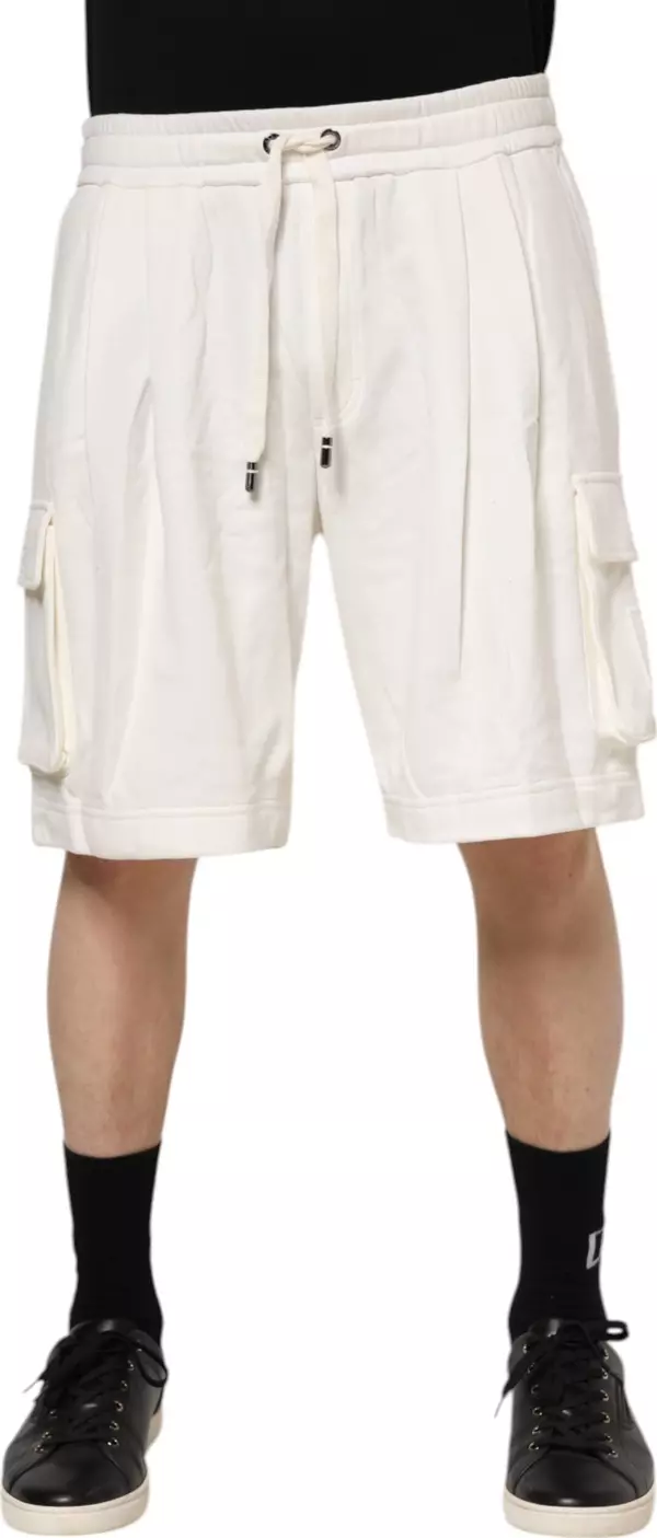White Cotton Cargo Bermuda Sweatshorts Shorts