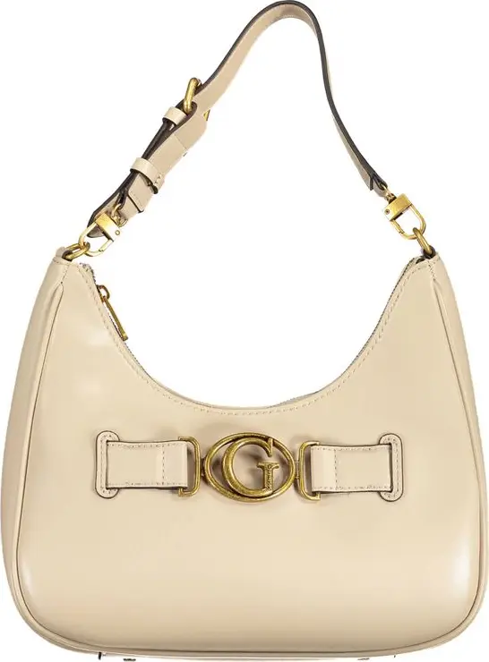 Beige Polyurethane Women's Shoulder Bag