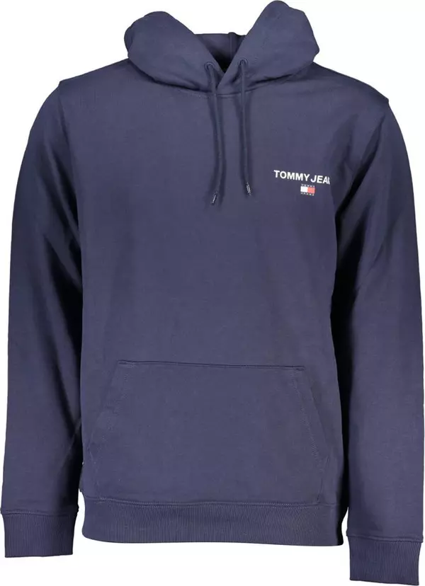 Blue Cotton Men Hoodie