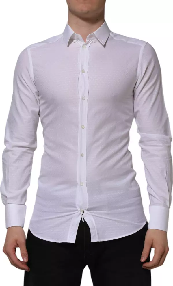 White Cotton GOLD Long Sleeves Formal Shirt