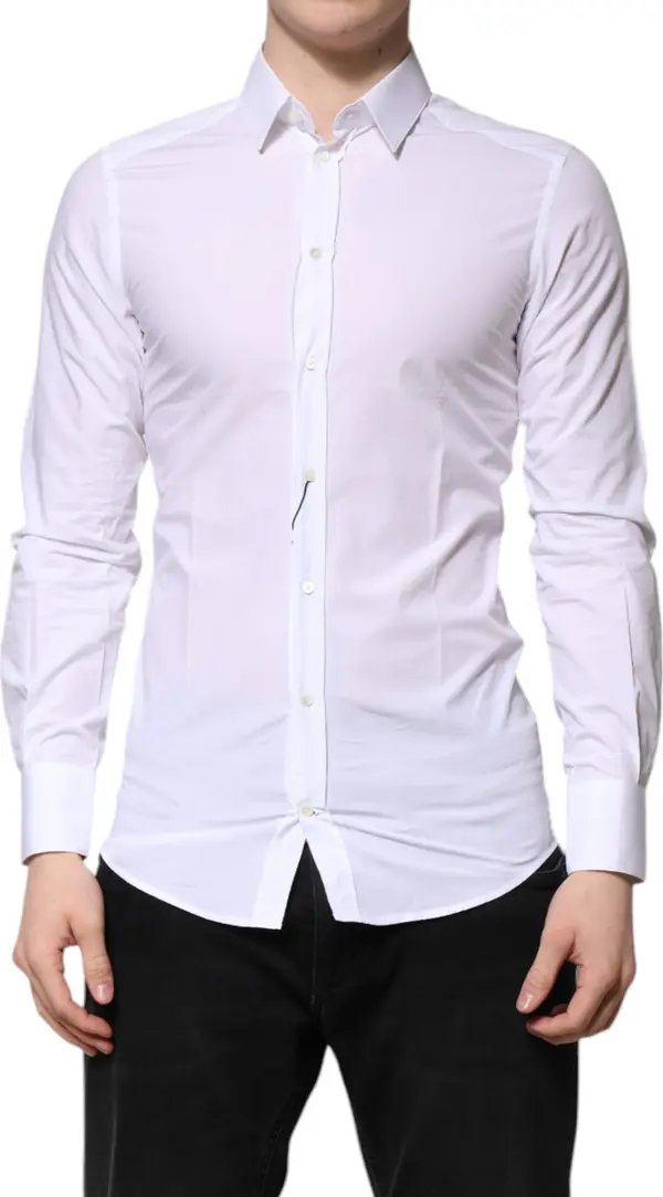 White Cotton GOLD Long Sleeves Formal Shirt
